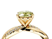 Solitaire Engagement Ring Setting for Fancy Yellow Oval Center with Pave and Plain Crossover and Basket Head in Yellow Gold