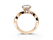 Solitaire Engagement Ring Setting for Asscher Cut Center with Half-Pave Crossover Band and Prong Head in Rose Gold