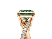 Solitaire Engagement Ring Setting for Fancy Green Princess Cut Center with Half-Pave Crossover Band and Prong Head in Rose Gold
