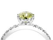 Solitaire Engagement Ring Setting for Fancy Yellow Pear-Shaped Center with Fine Pave Band and Claw Prong Head in Sterling Silver