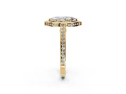 Halo Engagement Ring Setting for Marquise Center with Framed Halo, Pave Band and Prong Head in Yellow Gold
