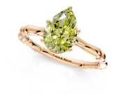 Solitaire Engagement Ring Setting for Fancy Yellow Pear-Shaped Center with Bamboo Band and Prong Head in Rose Gold
