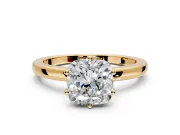 Solitaire Engagement Ring Setting for Cushion Cut Center with Plain Band and Tulip Prong Head in Yellow Gold