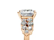 Cluster Engagement Ring Setting for Princess Cut Center with 2-Row Shoulder Clusters and Prong Head in Rose Gold