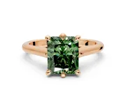 Solitaire Engagement Ring Setting for Fancy Green Radiant Cut Center with Cathedral Band and Prong Head in Rose Gold