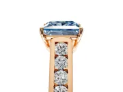 Solitaire Engagement Ring Setting for Fancy Blue Princess Cut Center with Cathedral Channel Band and Prong Head in Rose Gold