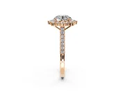 Halo Engagement Ring Setting for Round Cut Center with Single-Row Pave, Open Basket and Prong Head in Rose Gold