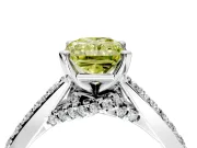 Solitaire Engagement Ring Setting for Fancy Yellow Radiant Cut Center with Crossover Accents and Prong Head in Platinum