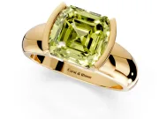 Tension Engagement Ring Setting for Fancy Yellow Asscher Cut Center with Wide Flat Band and Tension Head in Yellow Gold