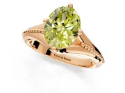 Solitaire Engagement Ring Setting for Fancy Yellow Oval Center with Milgrain Cathedral Band and Prong Head in Rose Gold
