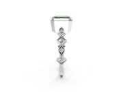 Milgrain Bezel Engagement Ring Setting for Fancy Green Asscher Cut Center with Marquise Stations and Bezel Head in Sterling Silver