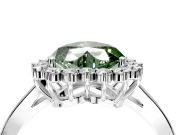 Starburst Halo Engagement Ring Setting for Fancy Green Heart-Shaped Center with Flat Cathedral Band and Prong Head in Platinum