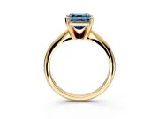 Solitaire Engagement Ring Setting for Fancy Blue Asscher Cut Center with Knife Ridge Band and Claw Prong Head in Yellow Gold