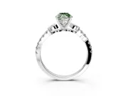 Leaf Motif Engagement Ring Setting for Fancy Green Marquise Center with Pave Band and Prong Head in Sterling Silver