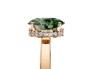 Hidden Halo Engagement Ring Setting for Fancy Green Oval Center with Wide Flat Plain Band and Prong Head in Rose Gold