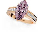 Solitaire Engagement Ring Setting for Fancy Pink Marquise Center with Princess Cut Channel Band and Prong Head in Rose Gold