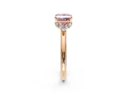 Hidden Halo Engagement Ring Setting for Fancy Pink Princess Cut Center with Plain Rounded Band and Prong Head in Rose Gold