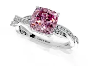 Solitaire Engagement Ring Setting for Fancy Pink Cushion Cut Center with Twisted Pave Band and Prong Head in Platinum