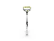 Hidden Halo Engagement Ring Setting for Fancy Yellow Radiant Cut Center with Thin Round-Wire Band and Prong Head in Platinum