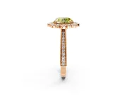 Milgrain Halo Engagement Ring Setting for Fancy Yellow Round Cut Center with Bezel Point Accents and Prong Head in Rose Gold