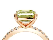 Solitaire Engagement Ring Setting for Fancy Yellow Asscher Cut Center with Fine Pave Band and Claw Prong Head in Rose Gold