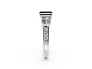 Channel-Set Engagement Ring Setting for Fancy Black Asscher Cut Center with Baguette Band and Prong Head in Platinum