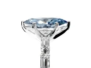 Baguette Engagement Ring Setting for Fancy Blue Marquise Center with Alternating Bar-Set Band and Prong Head in Platinum