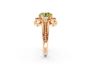 Solitaire Engagement Ring Setting for Fancy Yellow Round Cut Center with Twisted Band and Scroll Prong Head in Rose Gold