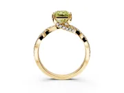 Solitaire Engagement Ring Setting for Fancy Yellow Radiant Cut Center with Narrow Twist Pave Band and Prong Head in Yellow Gold