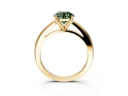 Solitaire Engagement Ring Setting for Fancy Green Round Cut Center with Flat-Sided Plain Band and Prong Head in Yellow Gold