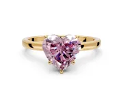 Hidden Halo Engagement Ring Setting for Fancy Pink Heart-Shaped Center with Plain Band and Tall Prong Head in Yellow Gold
