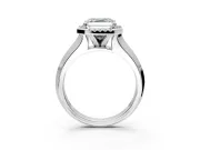 Halo Engagement Ring Setting for Asscher Cut Center with Knife Ridge Cathedral Band and Prong Head in Platinum