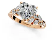 Solitaire Engagement Ring Setting for Heart-Shaped Center with Marquise Accent Twist Band and Prong Head in Rose Gold