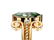 Solitaire Engagement Ring Setting for Fancy Green Marquise Center with Twisted Band and Scroll Prong Head in Yellow Gold