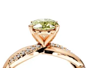 Solitaire Engagement Ring Setting for Fancy Yellow Oval Center with Pave and Plain Crossover and Basket Head in Rose Gold