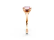 Solitaire Engagement Ring Setting for Fancy Pink Asscher Cut Center with Plain Split Shank and Prong Head in Rose Gold