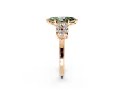 Cluster Engagement Ring Setting for Fancy Green Marquise Center with 2-Row Shoulder Clusters and Prong Head in Rose Gold