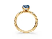 Rope Engagement Ring Setting for Fancy Blue Round Cut Center with Accent Shoulders and Prong Head in Yellow Gold