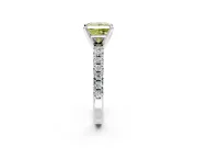 Solitaire Engagement Ring Setting for Fancy Yellow Princess Cut Center with Large Accents and Prong Head in White Gold