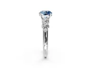 5 Stone Engagement Ring Setting for Fancy Blue Round Cut Center with Graduated Accents and Prong Head in Platinum