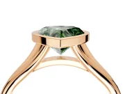 Solitaire Engagement Ring Setting for Fancy Green Heart-Shaped Center with V Split Shank and Bezel Head in Rose Gold