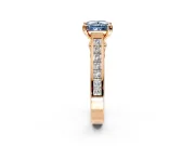 Solitaire Engagement Ring Setting for Fancy Blue Princess Cut Center with Channel Band and Double Claw Prong Head in Rose Gold
