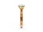 Solitaire Engagement Ring Setting for Fancy Yellow Princess Cut Center with Milgrain X Pattern Band and Prong Head in Rose Gold