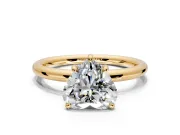 Low-Set Solitaire Engagement Ring Setting for Heart-Shaped Center with Thin Plain Band and Prong Head in Yellow Gold