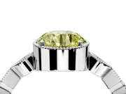 Milgrain Bezel Engagement Ring Setting for Fancy Yellow Round Cut Center with Marquise Stations and Bezel Head in Sterling Silver