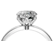 Solitaire Engagement Ring Setting for Heart-Shaped Center with Thin Rounded Plain Band and Prong Head in Platinum