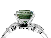 Solitaire Engagement Ring Setting for Fancy Green Princess Cut Center with Marquise Accent Twist Band and Prong Head in Sterling Silver