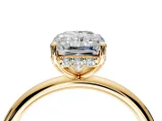 Solitaire Engagement Ring Setting for Radiant Cut Center with Plain Band, Open Basket and Prong Head in Yellow Gold