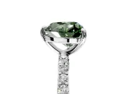 Solitaire Engagement Ring Setting for Fancy Green Heart-Shaped Center with Pave Accents and Prong Head in Sterling Silver