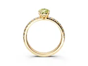 Solitaire Engagement Ring Setting for Fancy Yellow Pear-Shaped Center with Large Accents and Prong Head in Yellow Gold